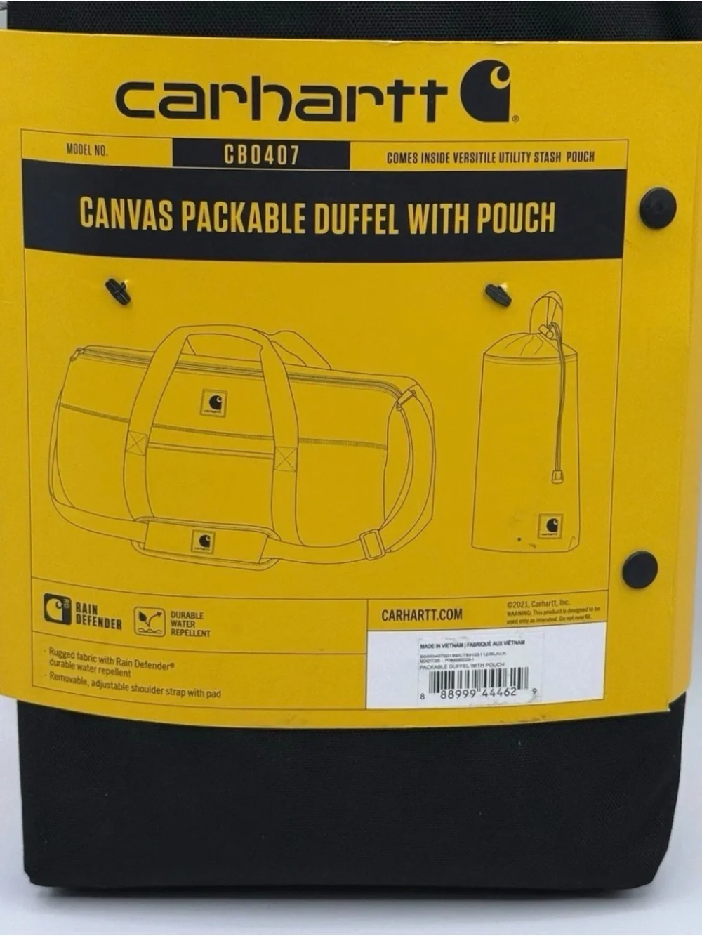 Carhartt Black and Yellow Canvas Duffel with Pouch CB0407